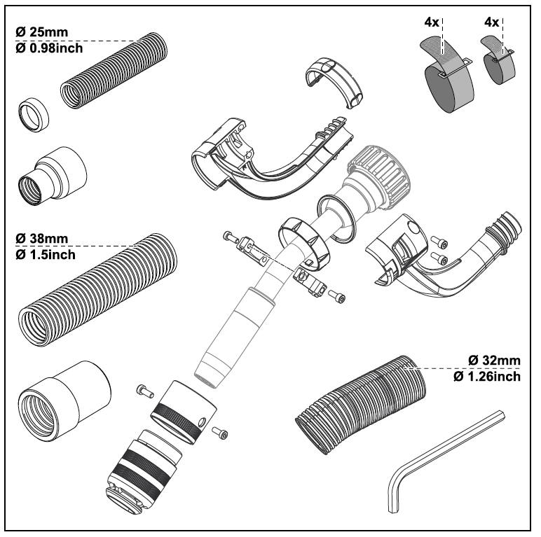 FumeEx Set R Ø25/18mm MTB 500i W 400i W/G 320i G R